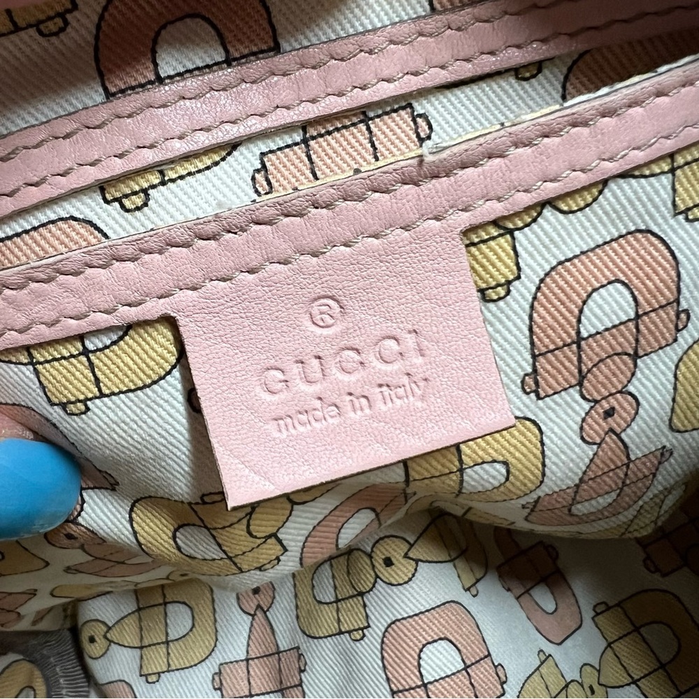 GUCCI GG Small Joy Boston Bag Guccissima Leather Powder/Baby Pink Authentic - Picture 5 of 17